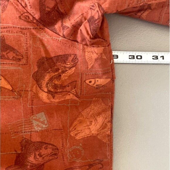 Cabelas Fishing Shirt Mens 2XL Rust Fish Print Vented Short Sleeves EUC - Picture 11 of 12